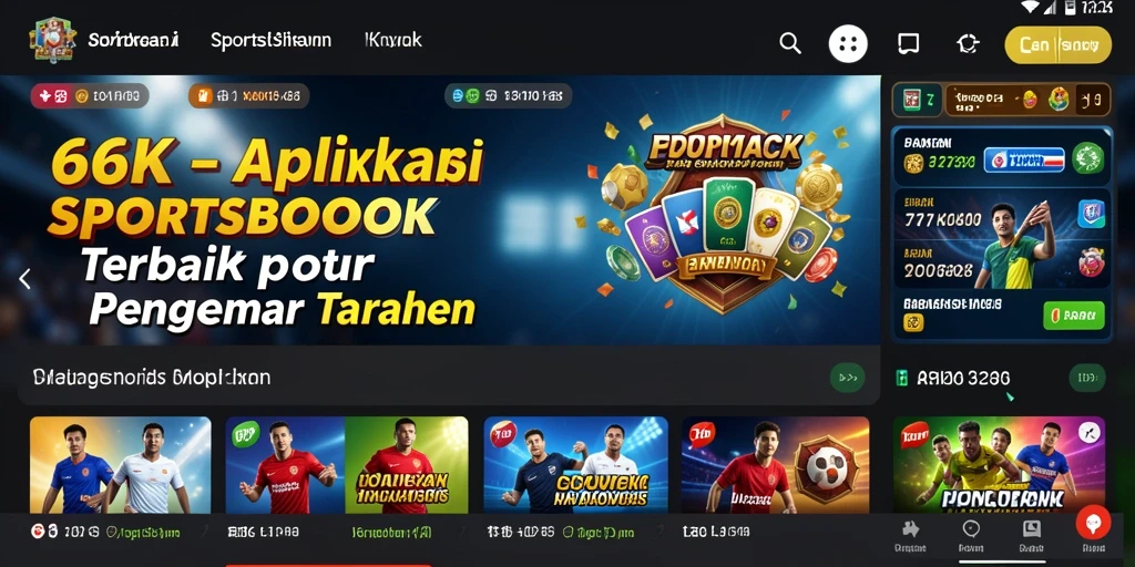 Tampilan antarmuka aplikasi 66K saat melakukan taruhan olahraga.