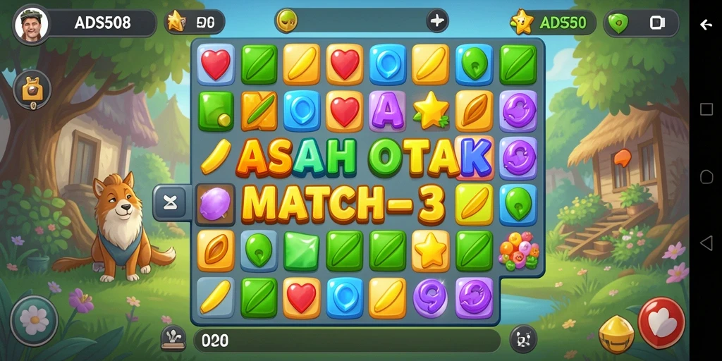 Tampilan gameplay seru dalam permainan Match-3 ADS508.