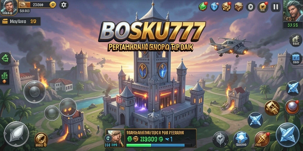 Screenshot utama BOSKU777 menampilkan aksi seru dalam permainan Tower Defense.