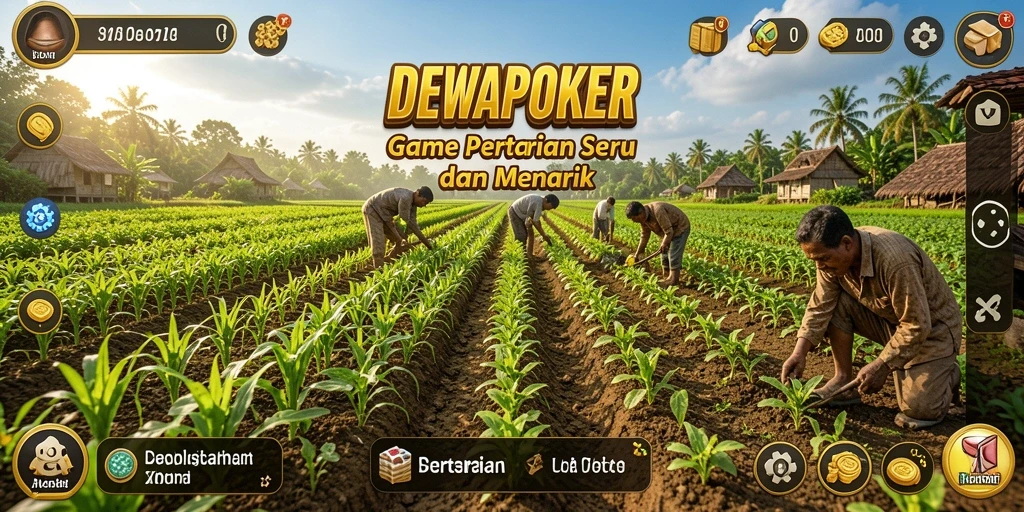 Screenshot gameplay DEWAPOKER menampilkan aktivitas bertani yang seru.