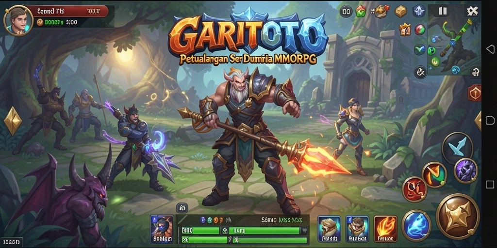 Screenshot utama GARITOTO menampilkan aksi mendebarkan dalam pertempuran MMORPG.