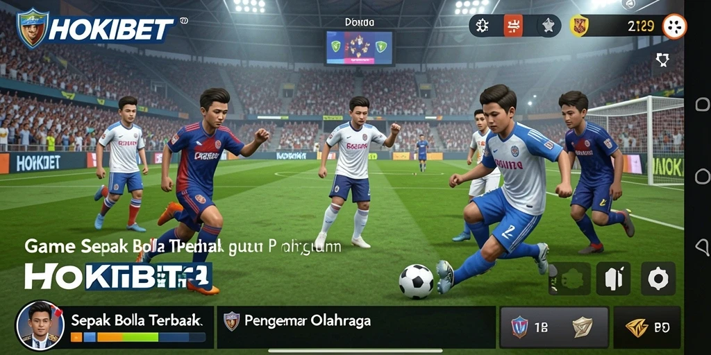 Tampilan gameplay HOKIBET yang mendebarkan di lapangan sepak bola.