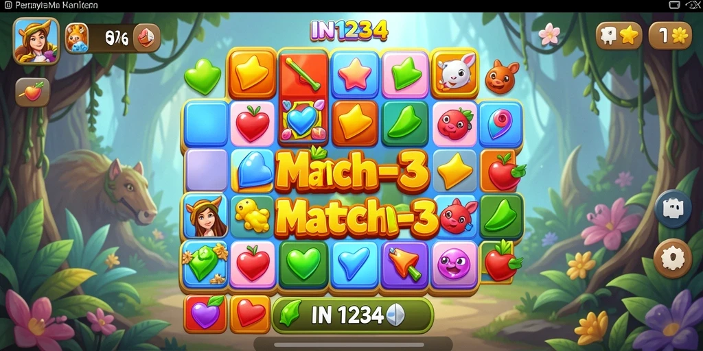 Tampilan gameplay seru IN1234 dalam kategori Match-3.