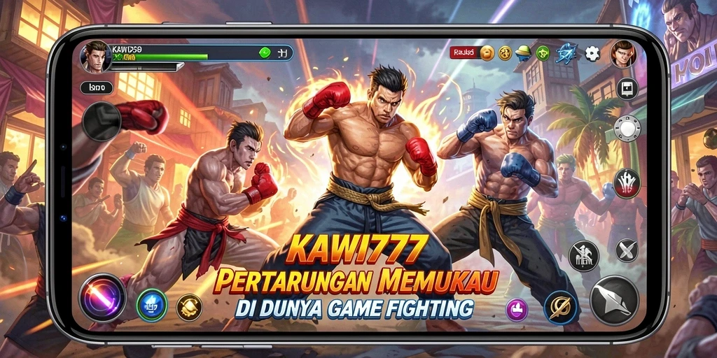 Tampilan pertarungan seru di KAWI777 dengan karakter beragam.