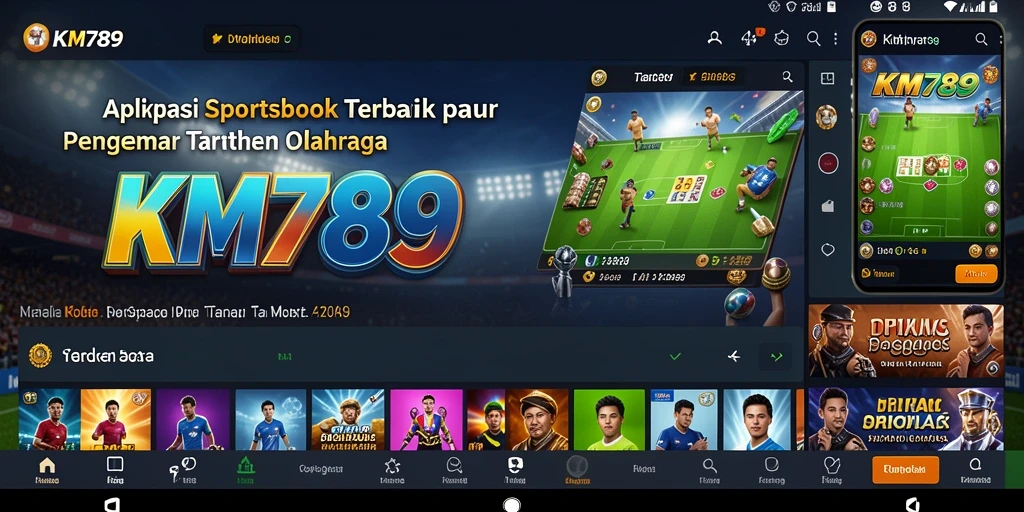 Screenshot gameplay KM789 menampilkan berbagai olahraga untuk taruhan.
