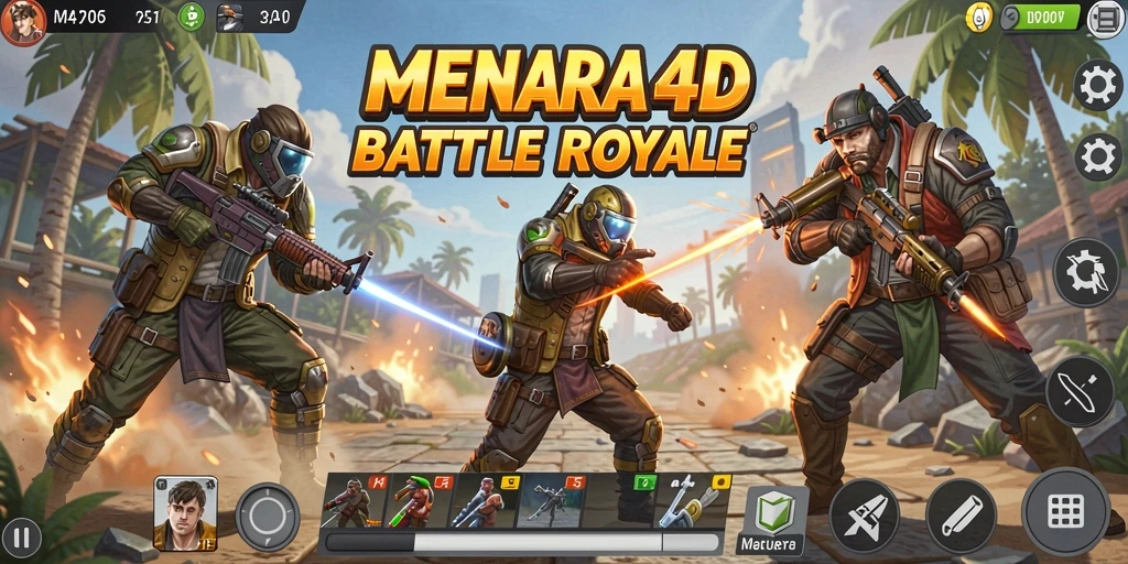 Tampilan seru pertempuran dalam game Battle Royale MENARA4D.