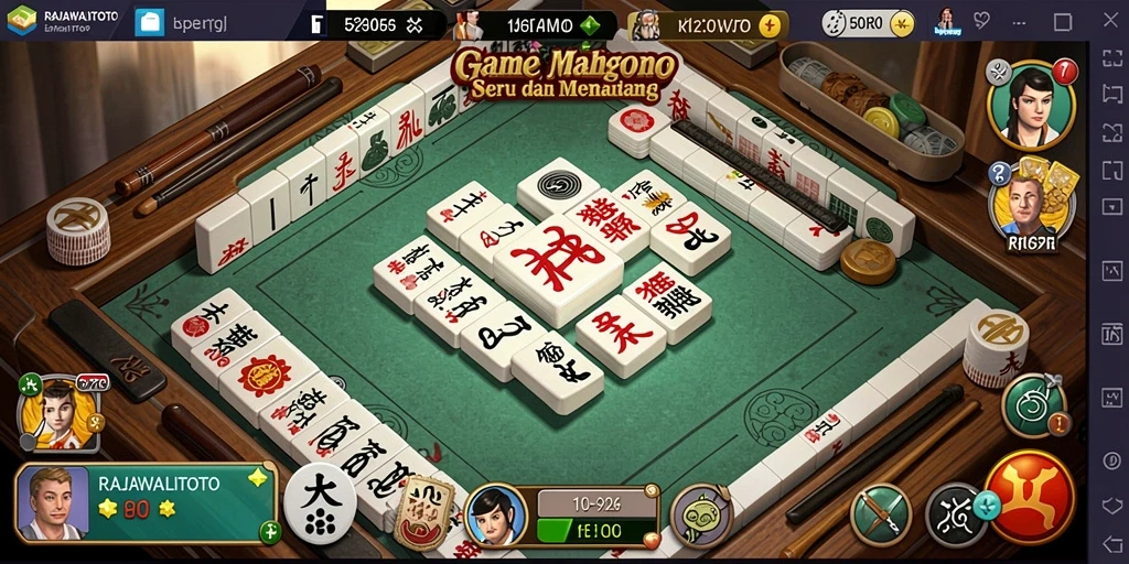 Tampilan gameplay seru di RAJAWALITOTO dengan ubin Mahjong yang berwarna-warni.