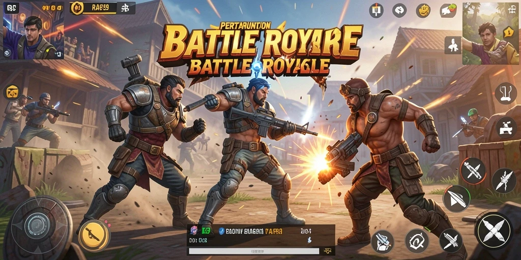 Screenshot gameplay RAP89 menampilkan aksi pertarungan sengit dalam Battle Royale.