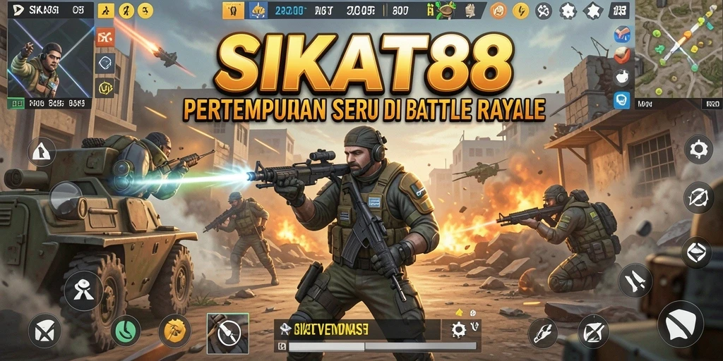 Gameplay seru SIKAT88 dalam pertempuran Battle Royale.