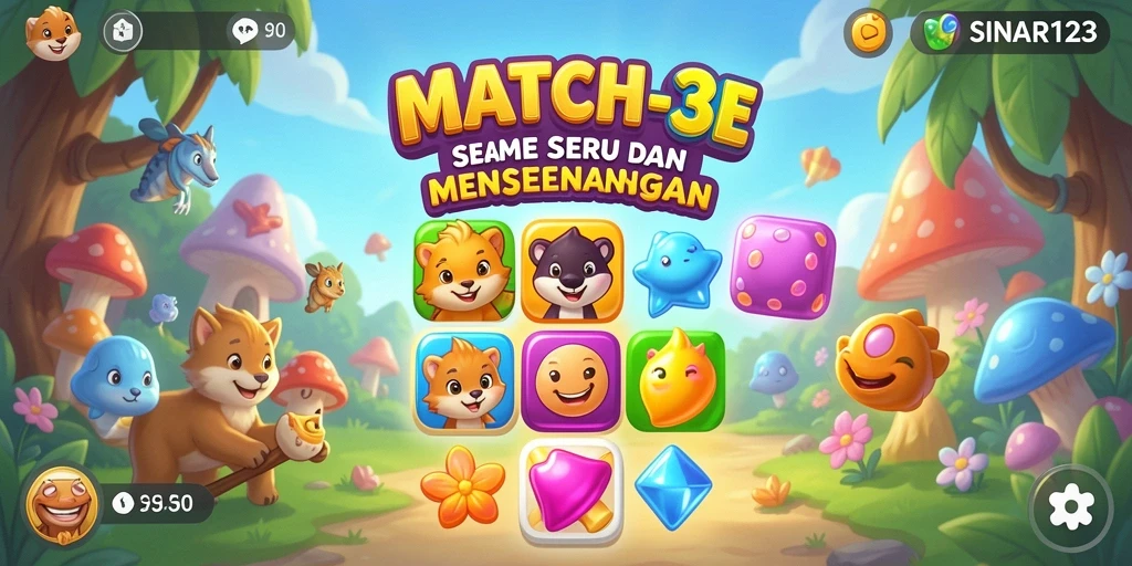 Gameplay Match-3 yang seru dan menantang di SINAR123.