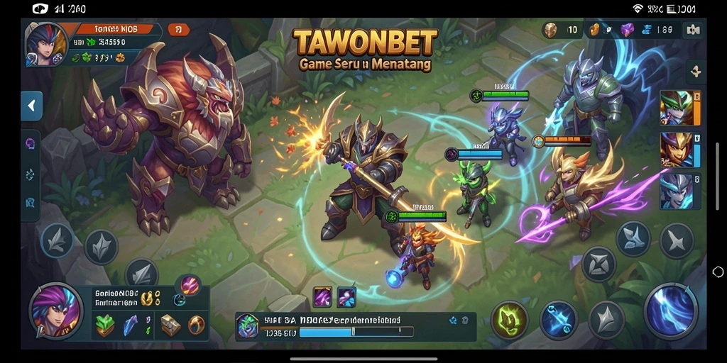 Screenshot menunjukkan aksi seru dalam TAWONBET dengan pertarungan hero.