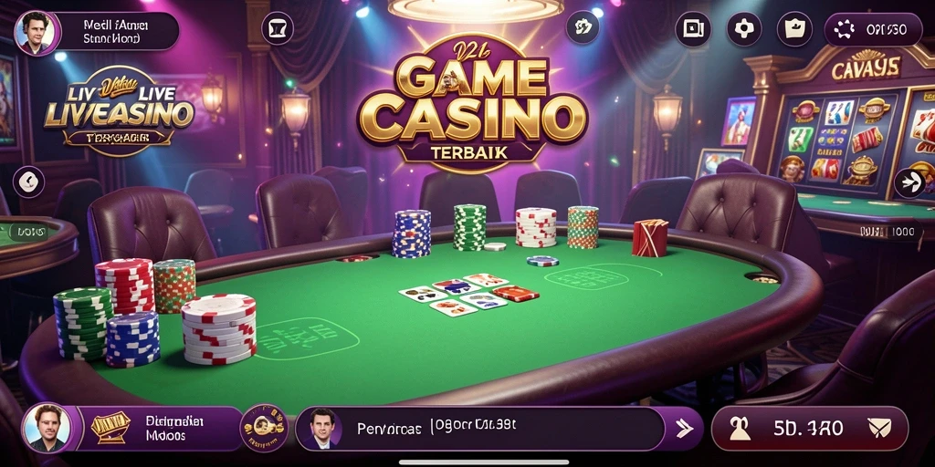 Tampilan utama V21 menampilkan dealer dan permainan yang menarik di Live Casino.