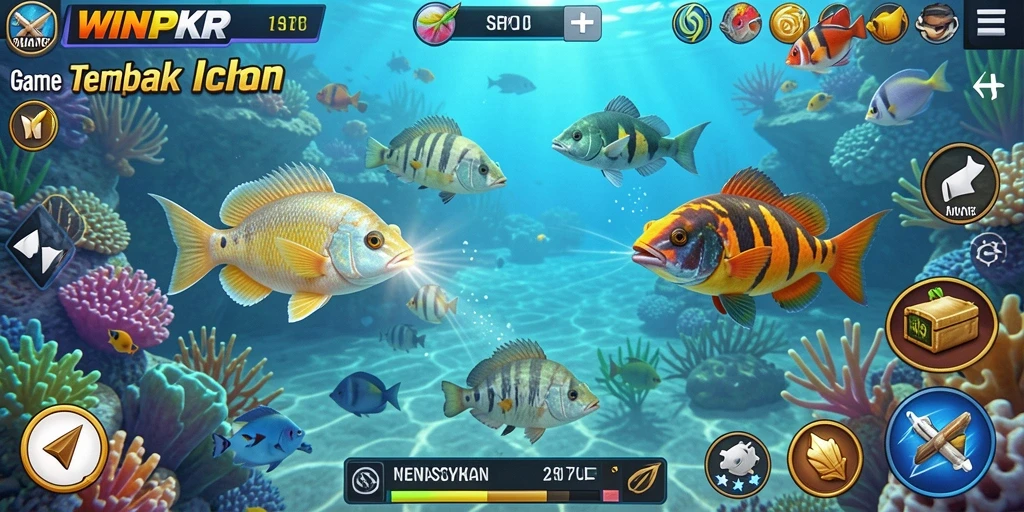 Screenshot gameplay <strong>WINPKR</strong> menampilkan aksi seru menembak ikan.